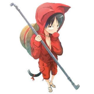 😶 Luffy One Piece luffy, one piece, anime, dessin animé, manga, personnage, rouge, chapeau de paille whatsapp sticker