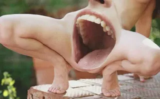 😂 grotesque, surréel, horreur corporelle, effrayant, étrange, bouche, anatomie telegram sticker