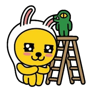💬 캐릭터, 만화, 노란색, 귀여운, 토끼, 동물 whatsapp sticker