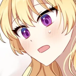 🥡 garota anime, cabelo loiro, olhos roxos, personagem de anime, desenho animado, arte digital telegram sticker