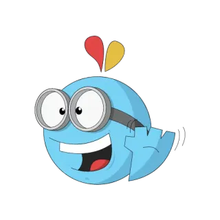 😃 Cartone animato, Blu, Allegro, Personaggio, Animato telegram sticker