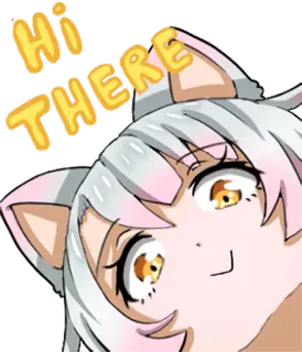 😶 Hi THERE 애니메이션, 고양이, 안녕하세요, 안녕하세요, 인사, 스티커 telegram sticker
