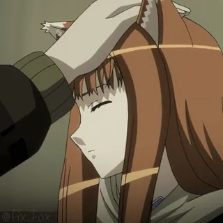 🤗 @Fix_Fox Anime, Kopf tätscheln, Holo, Spice and Wolf, Anthropomorph whatsapp sticker