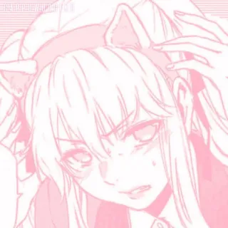 👩‍❤️‍💋‍👩 애니메이션, 고양이 귀, 분홍색, 만화, 소녀 telegram sticker