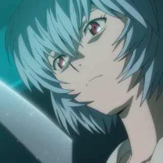 ✂️ Rei Ayanami Neon Genesis Evangelion Anime, Kobieta, Dziewczyna, Niebieskie włosy, Czerwone oczy, Rei Ayanami, Evangelion, Postać telegram sticker