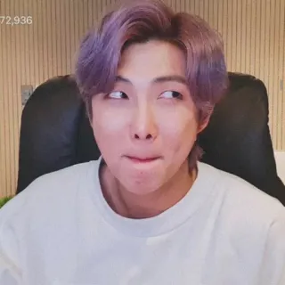 ✨ RM RM, K-pop, BTS, Ídolo, Cantor, cabelo roxo, Pessoa, Homem telegram sticker