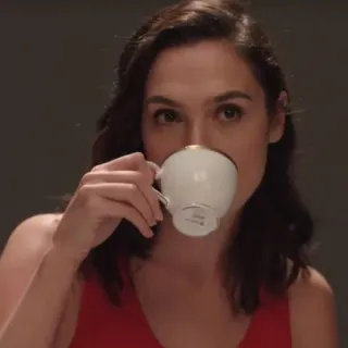 👀 gal gadot, woman, drinking tea, cup, tea, actress telegram sticker