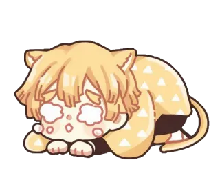 🍑 Zenitsu Agatsuma Demon Slayer Anime, Manga, Demon Slayer, Zenitsu, Kawaii, Carino whatsapp sticker