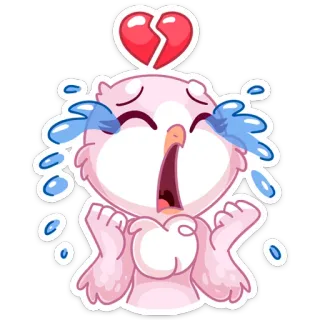 💔 сова, плачущий, грустный, эмодзи, разбитое сердце telegram sticker