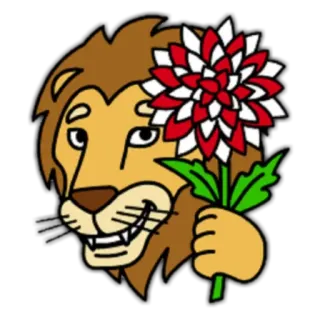 🦁 lion, fleur, dessin animé, animal, faune, mignon whatsapp sticker