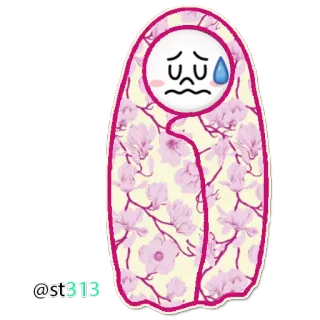 😓 @st313 Dessin animé, Triste, Fleur, Recouvert telegram sticker