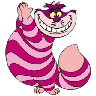 😄 Cheshire Cat Alice in Wonderland 猫, 柴郡猫, 爱丽丝梦游仙境, 迪士尼, 卡通, 猫科动物 whatsapp sticker