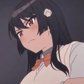 😡 anime, cô gái, tức giận, đồng phục học sinh, mắt đỏ, tóc dài telegram sticker