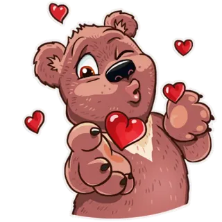 😘 urso, coração, amor, desenho animado, animal telegram sticker
