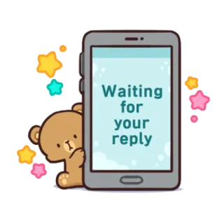 📲 Waiting for your reply urso, esperando, resposta, mensagem, fofo, telefone telegram sticker