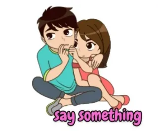 😉 say something couple, love, cartoon, relationship, romance telegram sticker