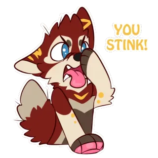 🤢 YOU STINK! animal, dibujos animados, gracioso, hedor, insulto, perro, insultante telegram sticker