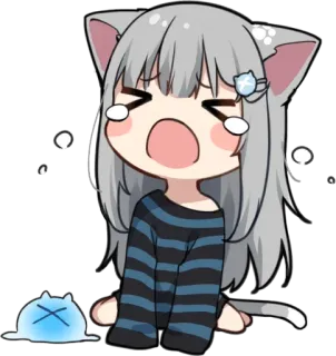 😿 애니메이션, 고양이 소녀, 우는, 귀여운, 귀여운, 스티커 telegram sticker