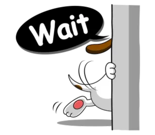 😵 Wait chien, attendre, cacher, regarder, dessin animé, animal, mignon, attendre telegram sticker