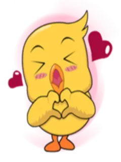 ❤️ lindo, amarillo, pájaro, corazón, amor, dibujos animados, animal whatsapp sticker