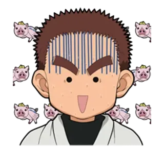 😨 anime, cartoon, pig, shocked, funny, man, embarrassed telegram sticker