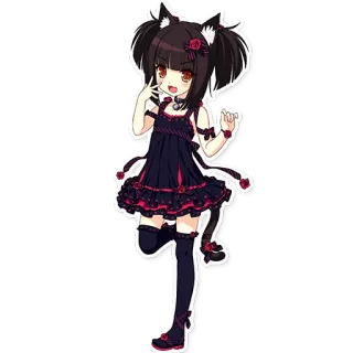 😸 anime, catgirl, neko, kawaii, cute, girl, rose, kitten whatsapp sticker
