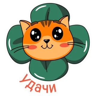 🍀 Удачи кот, удачи, милый, каваий, наклейка, животное telegram sticker