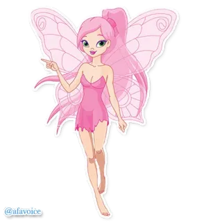 💃 @afavoice wróżka, różowy, kreskówka, kobieta, skrzydła, magiczny, fantazja telegram sticker