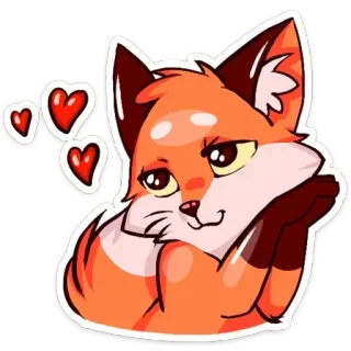 💕 rubah, imut, binatang, stiker, kartun, cinta, hati, genit telegram sticker
