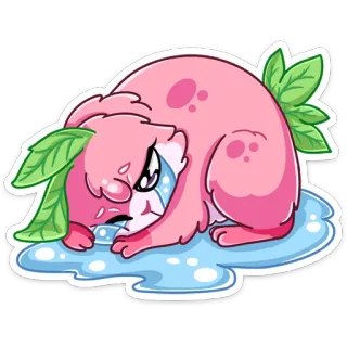 😭 autocollant, dessin animé, personnage, mignon, rose, triste telegram sticker