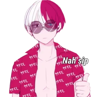 🩸 Shoto Todoroki My Hero Academia Nah sip Anime, Todoroki, My Hero Academia, Personaggio, Sorso, Figo, Occhiali da sole telegram sticker