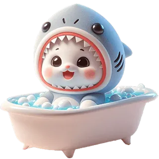 🛁 lindo, gato, tiburón, bañera, kawaii, animal, mascota whatsapp sticker
