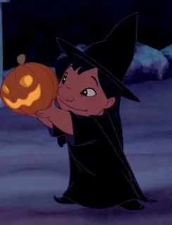 😍 Lilo хэллоуин, ведьма, тыква, мультик, милый, диcней, лило telegram sticker