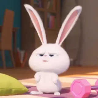 🤨 Snowball The Secret Life of Pets conejo, mascota, animal, dibujo animado, caricatura whatsapp sticker