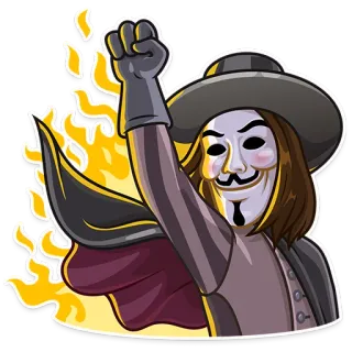 ✊ V V for Vendetta anonymous, guy fawkes, fire, mask, rebellion telegram sticker