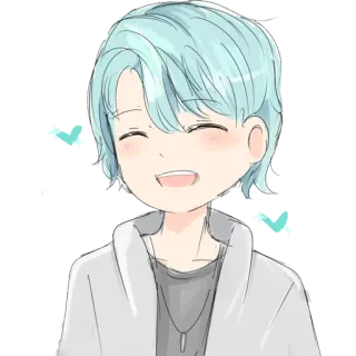 😊 Anime, Personaggio, Ritratto, Felice, Illustrazione telegram sticker