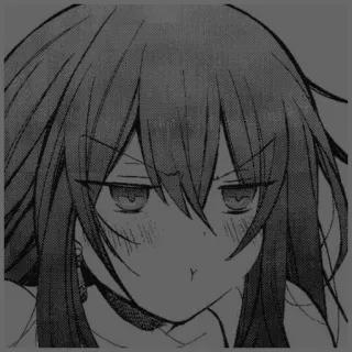 🖤 Anime, Manga, Retrato, Monocromo, Chica, Expresión telegram sticker