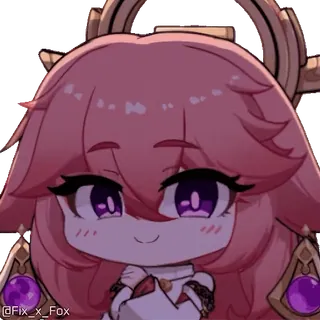 😈 @Fix_x_Fox Anime, Chibi, Mignon, Yae Miko, Genshin Impact whatsapp sticker