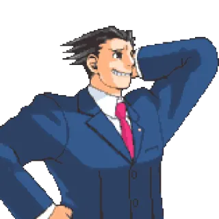 😝 Phoenix Wright Ace Attorney Phoenix Wright, Ace Attorney, advogado, jurista, video game, personagem telegram sticker
