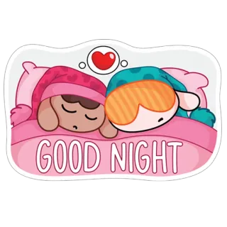 😊 GOOD NIGHT sleep, bed, good night, cartoon, cute whatsapp sticker