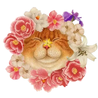 🌸 고양이, 꽃, 동물, 애완동물, 귀여운, 꽃무늬 telegram sticker