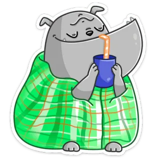 🍹 hippopotame, animal, mignon, couverture, boisson, dessin animé whatsapp sticker