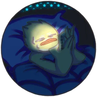 😴 Ente, Bett, Nacht, Schlaf, Cartoon telegram sticker