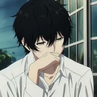 🕳 Anime, Chico, Pelo negro, Personaje, Retrato, Manga whatsapp sticker