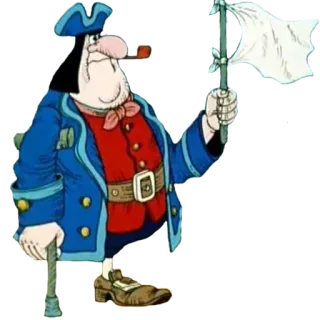 🏳 pirate, dessin animé, drapeau blanc, reddition, personnage, pipe, uniforme marine telegram sticker
