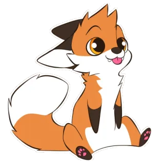 😋 raposa, fofo, animal, desenho animado, laranja whatsapp sticker