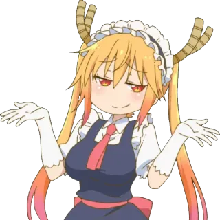 👐 Tohru Miss Kobayashi's Dragon Maid Anime, Dragon, Maid, Haussement d'épaules, Dessin animé whatsapp sticker