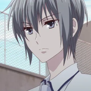 🐭 Yuki Sohma Fruits Basket anime, manga, cartoon, character, portrait, gray hair telegram sticker