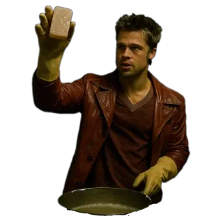 ✋ Tyler Durden Fight Club Fight Club, sabão, Brad Pitt, Tyler Durden, filme, fazer sabão telegram sticker