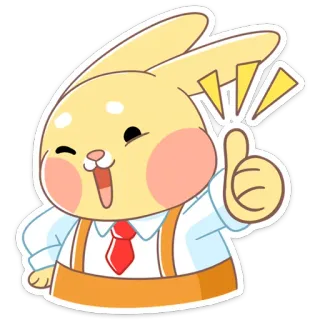👍 Hase, Cartoon, Daumen hoch, süß, Tier, Illustration, positiv telegram sticker